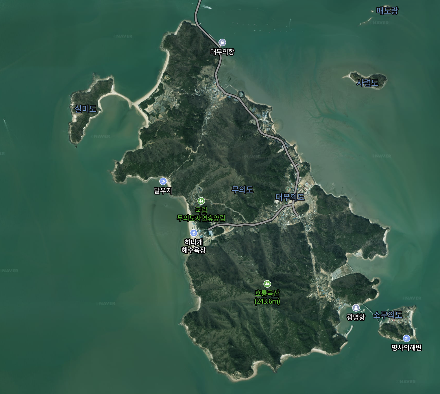 무의도와 소무의도 전체 지도